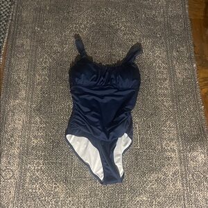 Elegant Navy Blue Women's One Piece Swimsuit